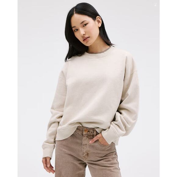 SLVRLAKE Relaxed Crewneck Boxy Fit Heavyweight Sweatshirt in Stone, Size Small - Picture 1 of 8